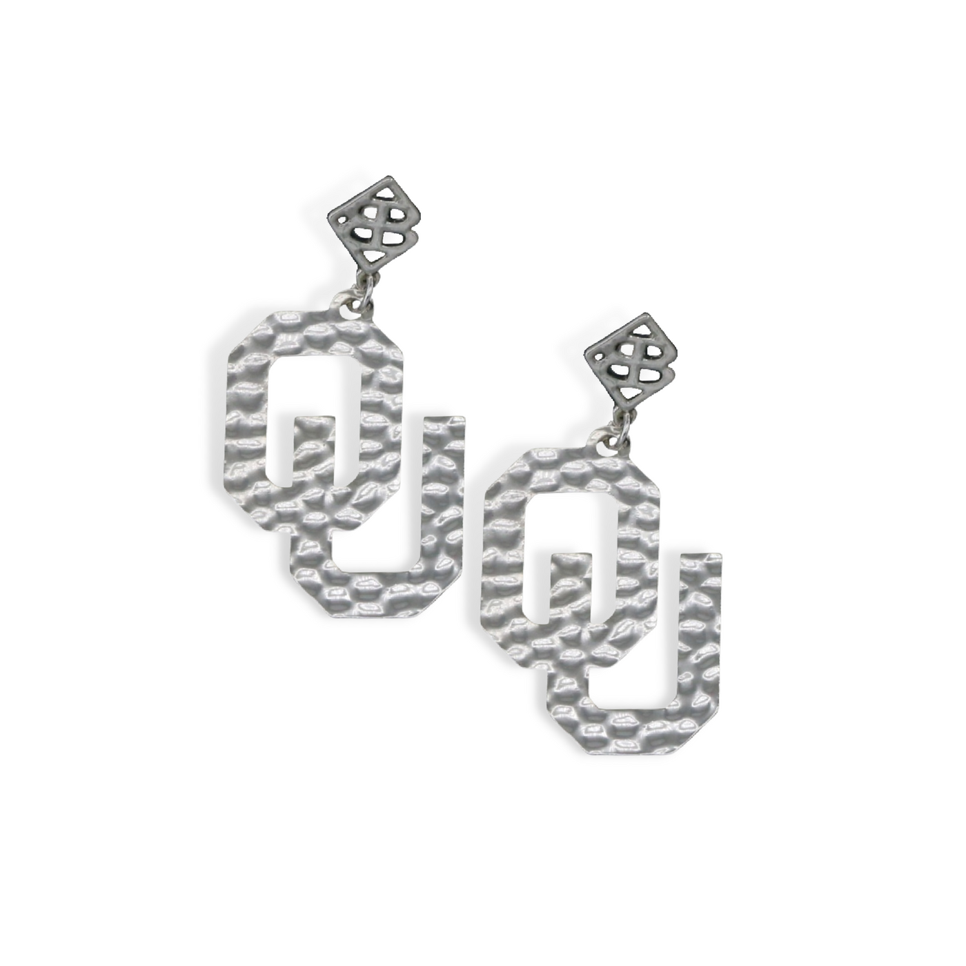 Oklahoma Silver Logo Earring with BC Logo