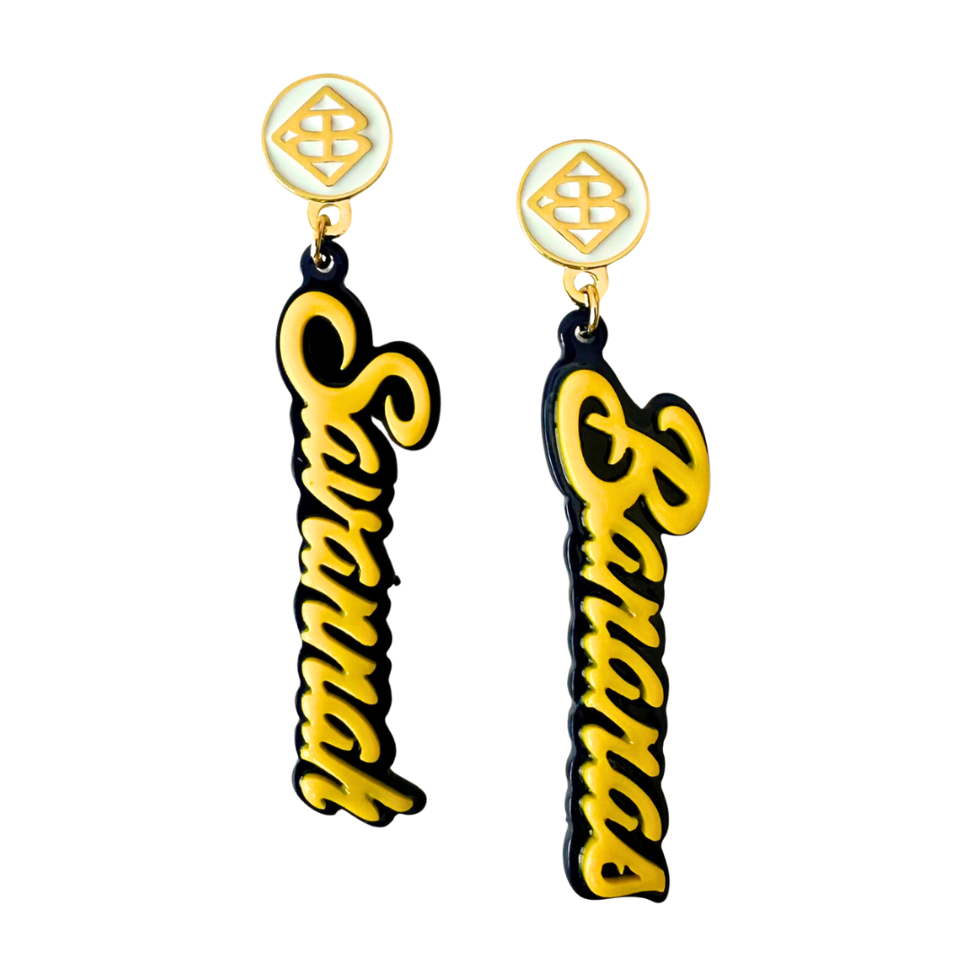 Savannah Bananas  Yellow & Navy Earrings