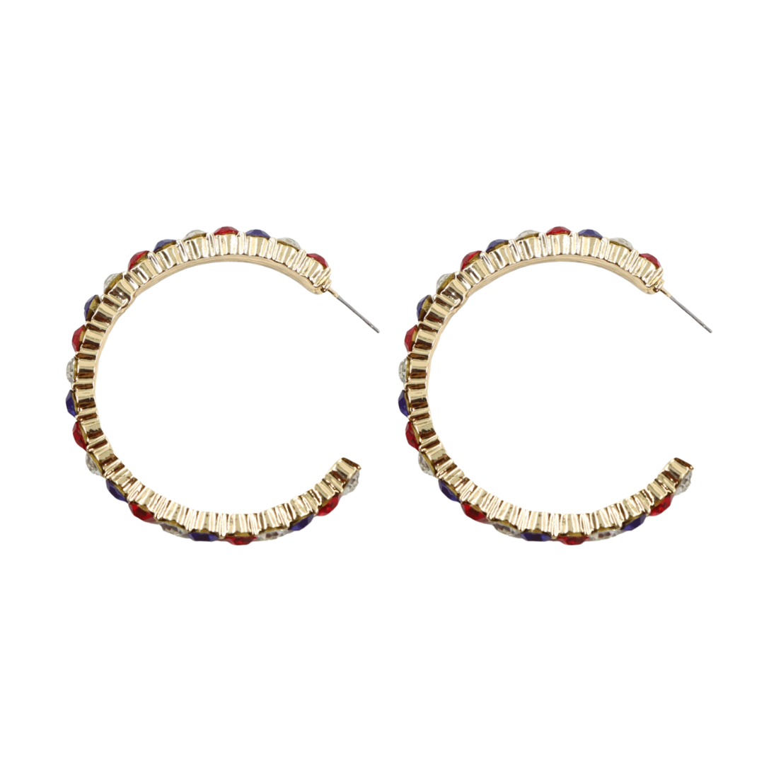 Red, White & Blue Crystal Hoop Earrings