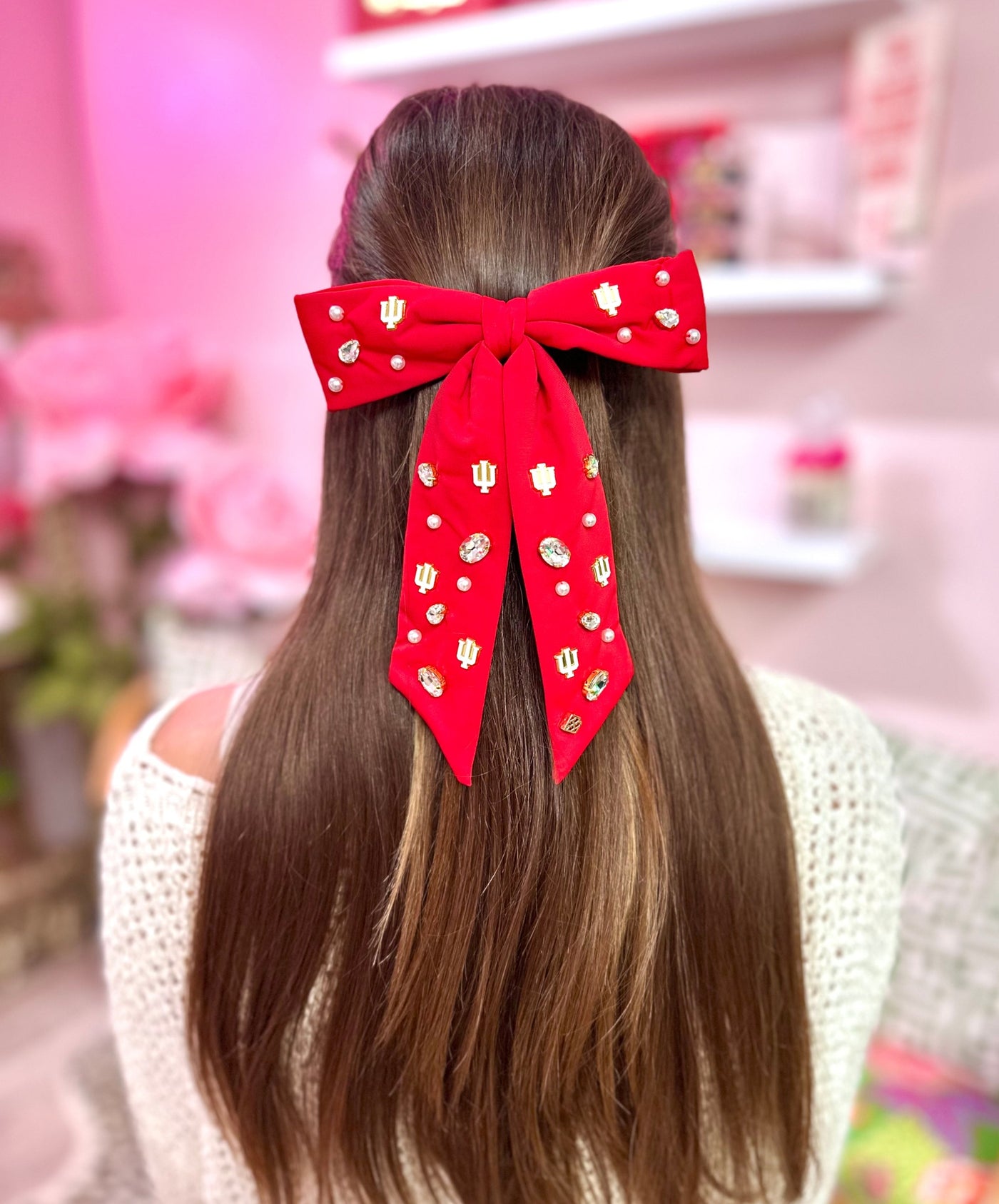 Indiana Crimson Bow Barrette