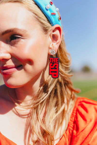 Red and Navy Glitter THE SIP Earrings