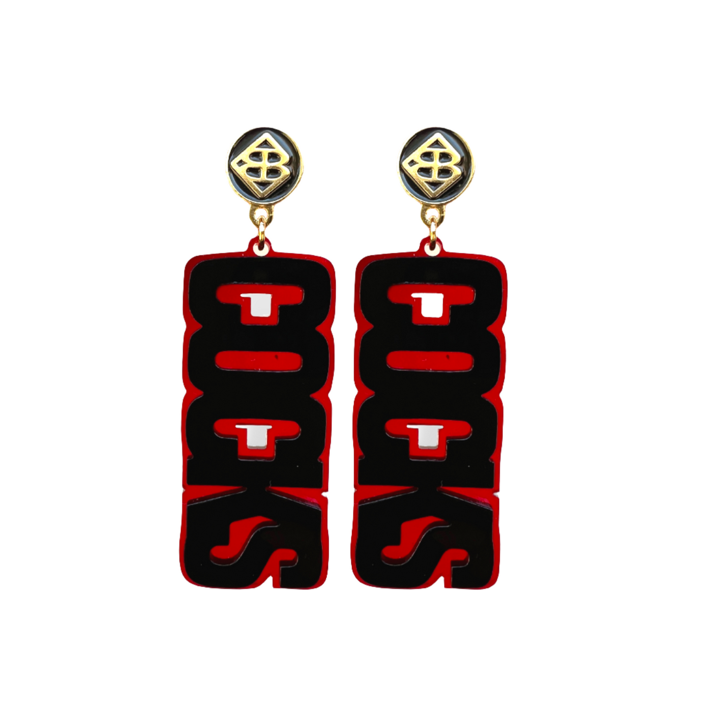 University of South Carolina Black and Garnet COCKS Earrings