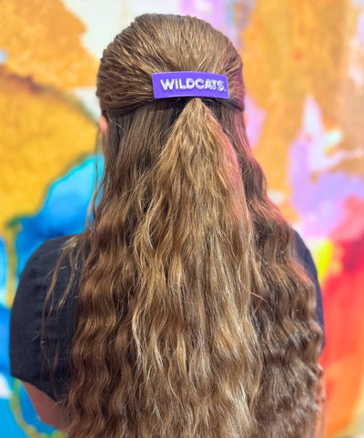 Kansas State Purple WILDCATS Rectangle Barrette Clip