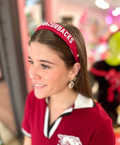 Arkansas Cardinal Red Thin Embroidered Headband