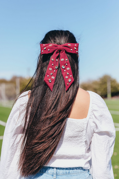 Mississippi State Maroon Bow Barrette