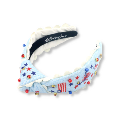 Child Blue Patriotic Cross-stitch Headband