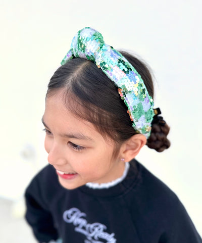 Child Size Green Iridescent Sequin Headband