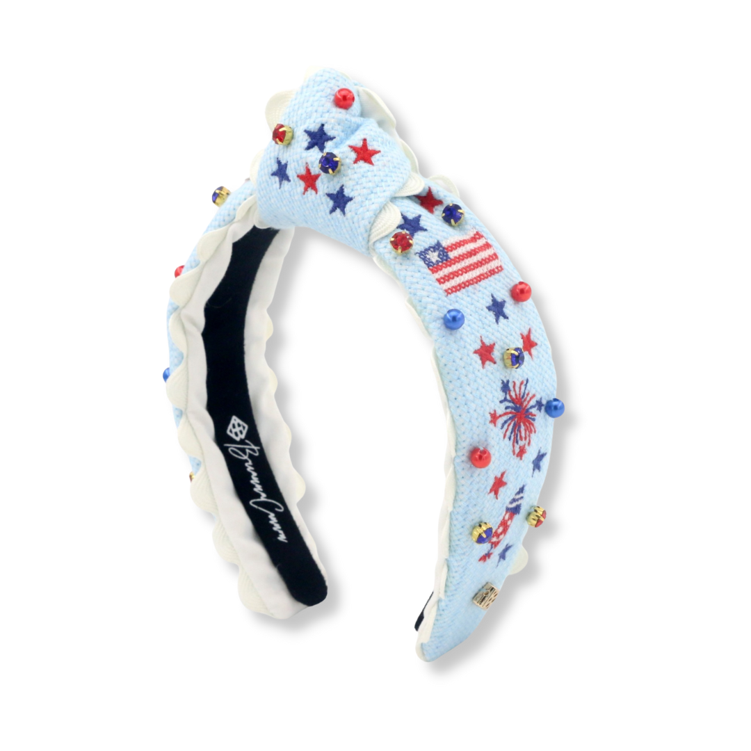 Child Blue Patriotic Cross-stitch Headband