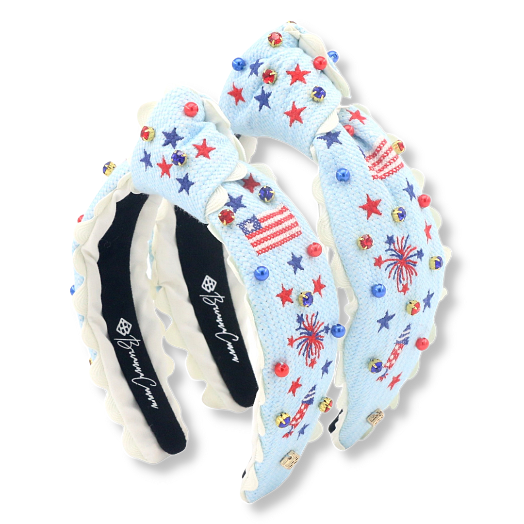 Child Blue Patriotic Cross-stitch Headband