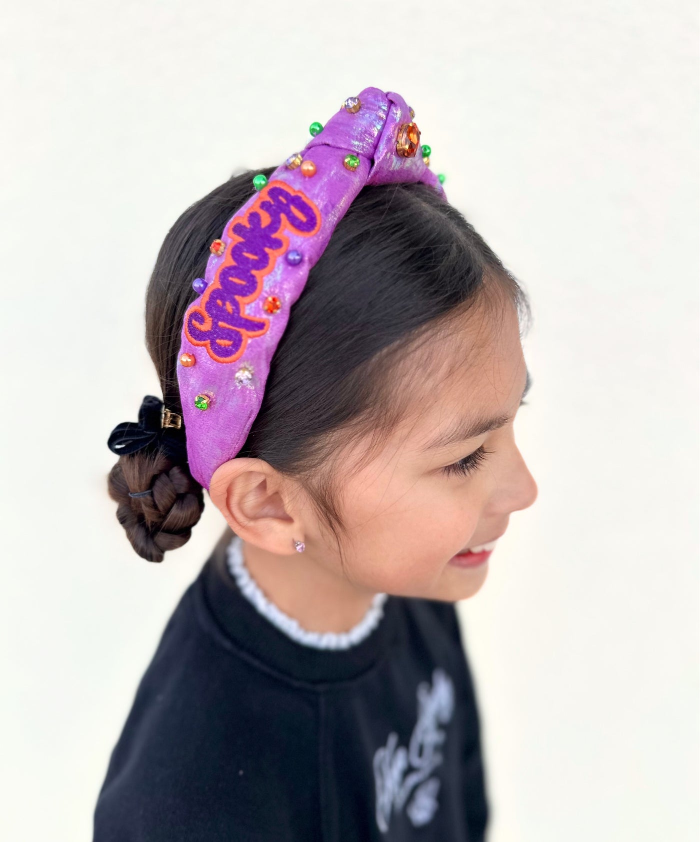 Child Size Metallic Iridescence SPOOKY Headband with Crystals