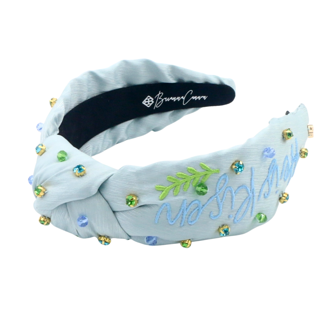 Adult Size Embroidered He is Risen Headband with Crystals