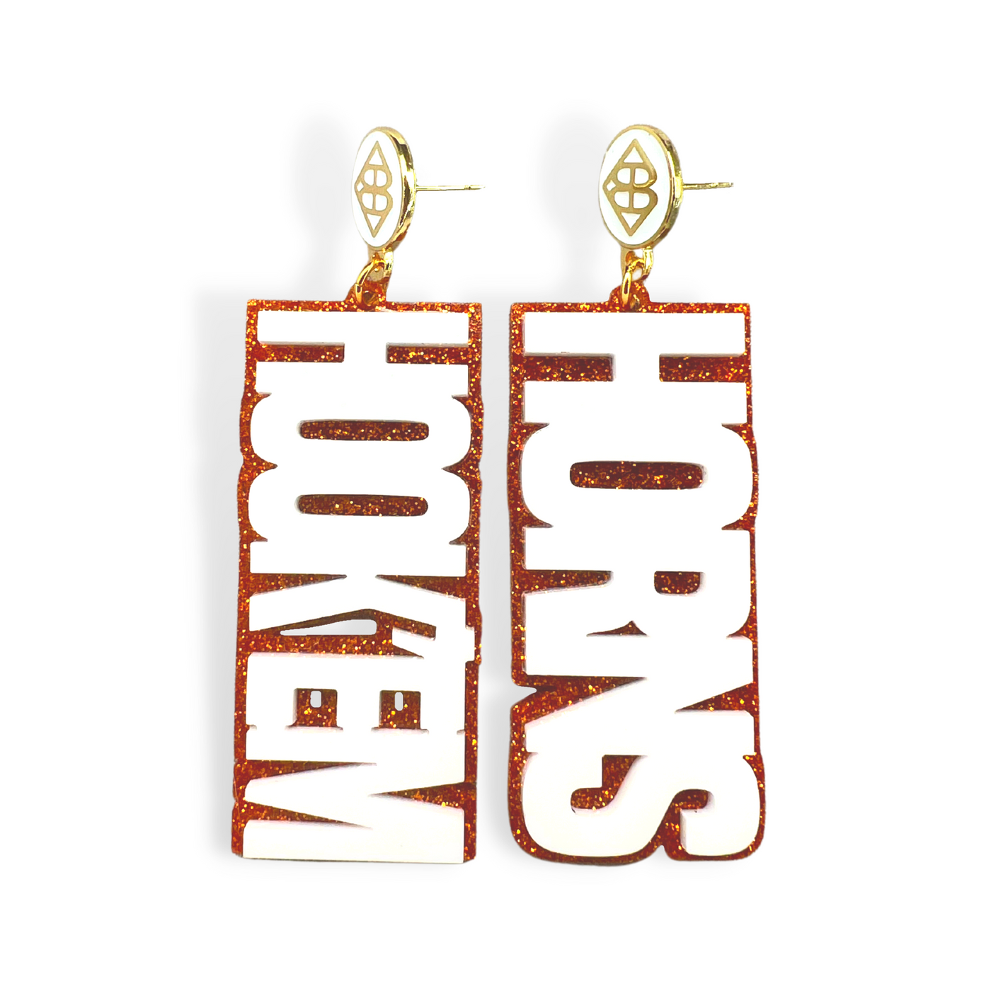 Texas White HOOK'EM HORNS Earrings