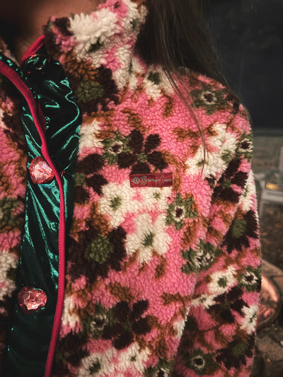 BC Pink & Green Floral Pile Fleece Jacket