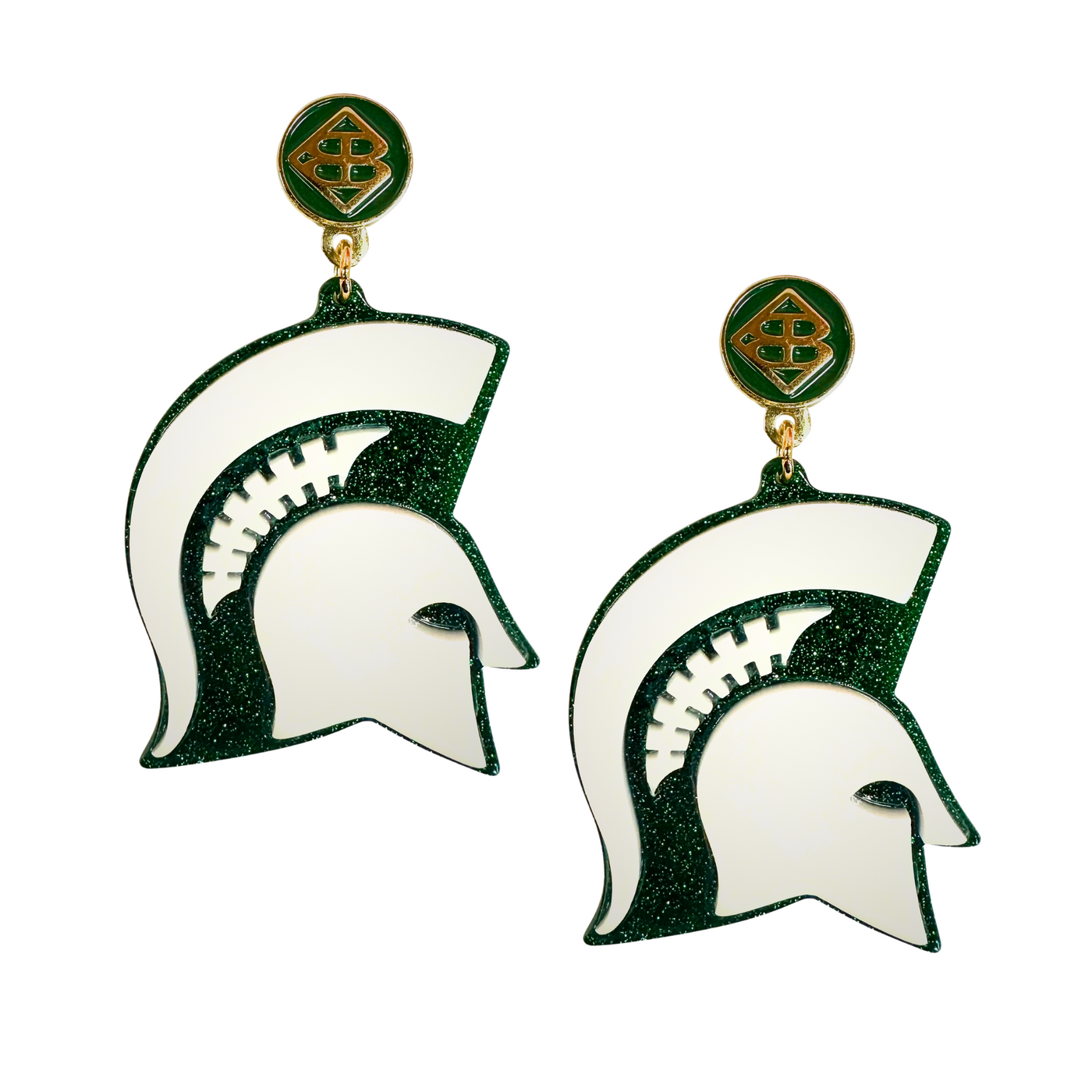 Michigan State White Logo Earrings