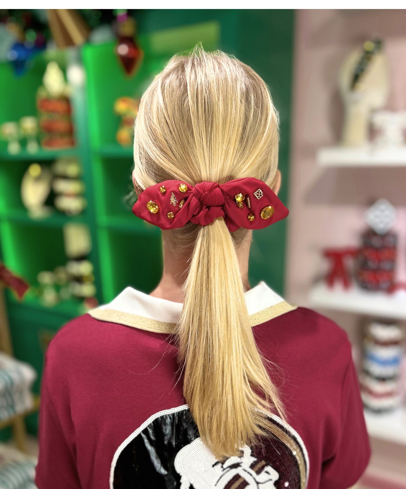 Florida State Garnet Logo Bow Scrunchie