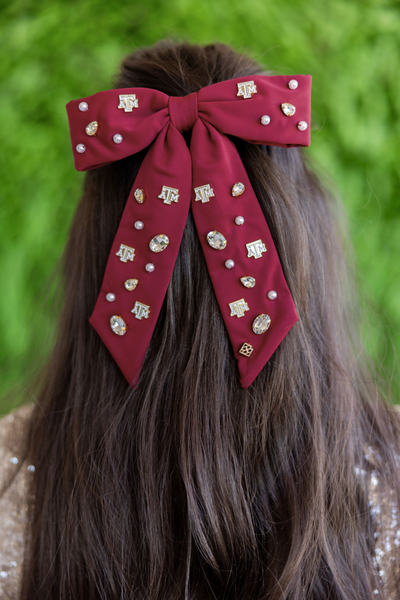 Texas A&M Maroon Bow Barrette