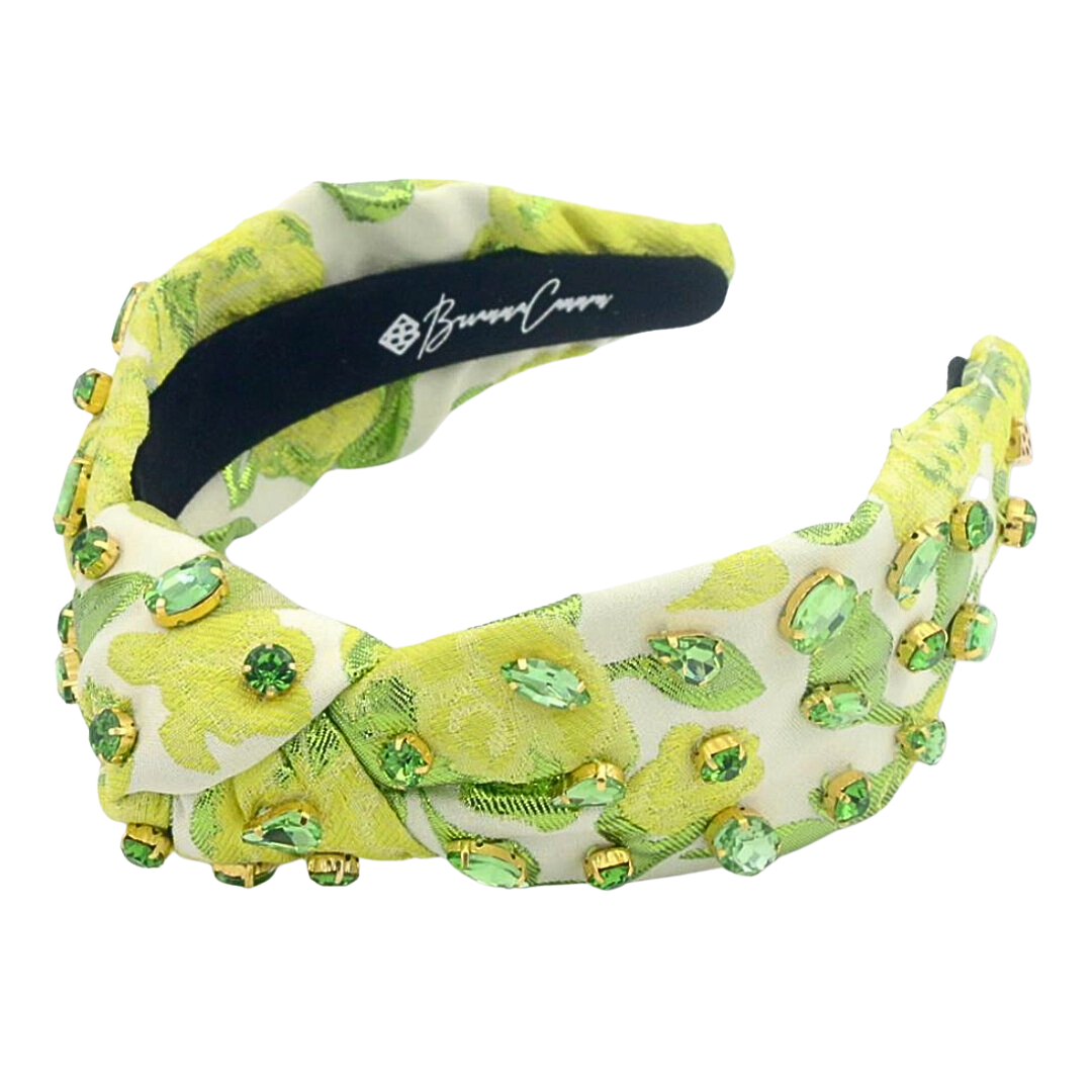 Citrus Brocade Headband with Crystals