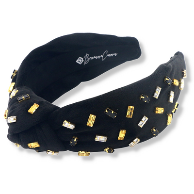 Black Velvet Headband with Confetti Crystals