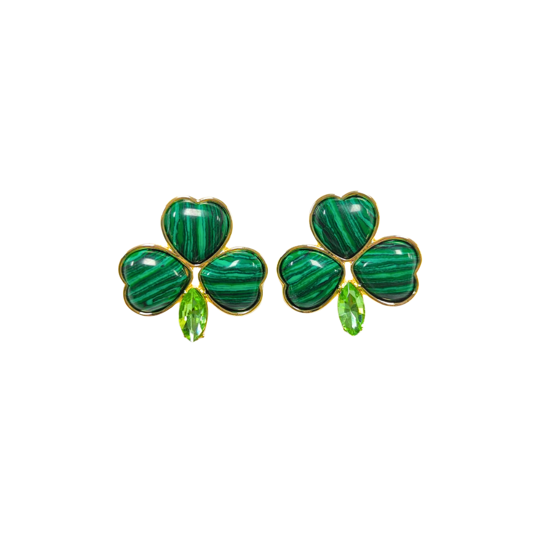 Malachite Shamrock Studs