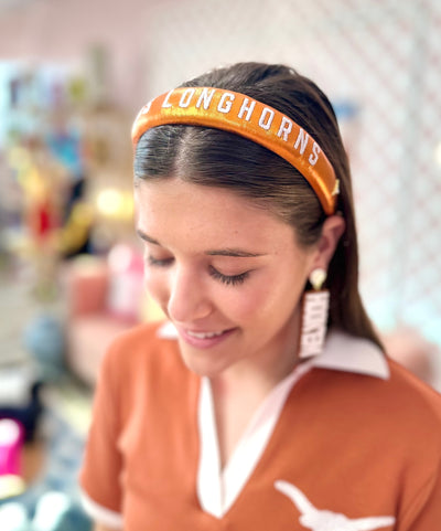 Texas Burnt Orange Thin Embroidered Headband