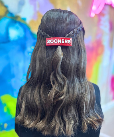 Oklahoma Crimson SOONERS Rectangle Barrette Clip