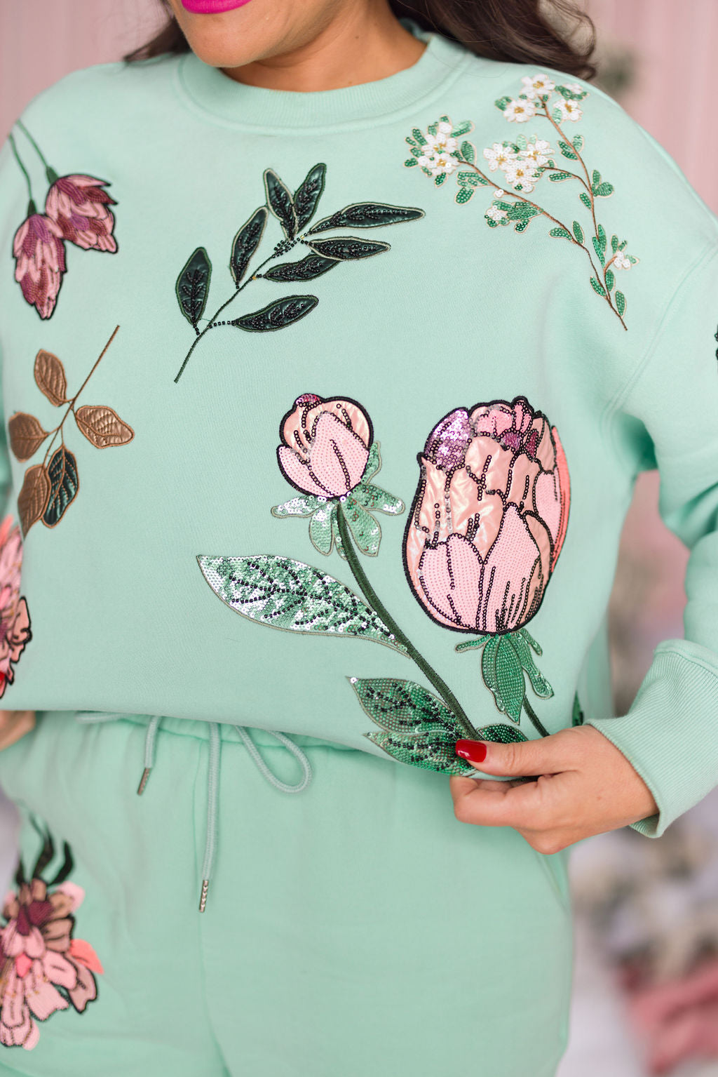 Snowdrop Botanical Sweatshirt in Mint