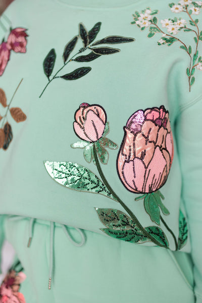 Snowdrop Botanical Sweatshirt in Mint