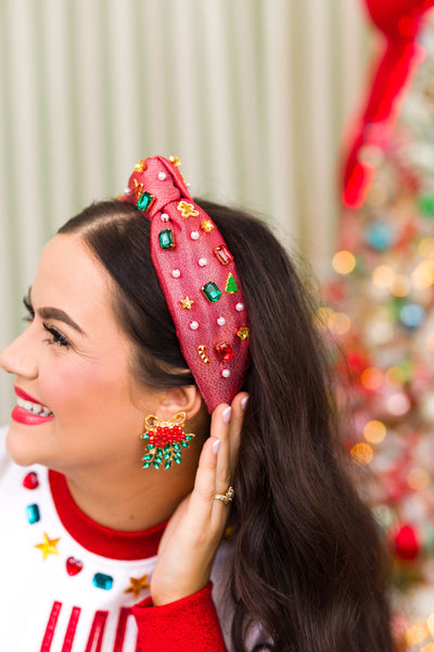 Adult Size Red Shimmer Christmas Charm Headband