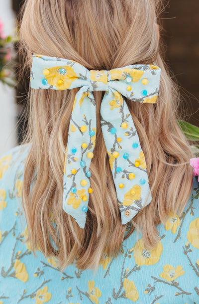 Golden Cali Flowers Bow Barrette