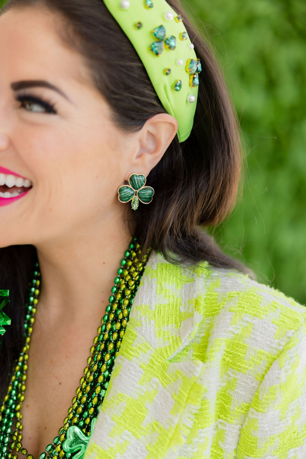 Malachite Shamrock Studs