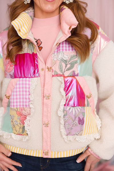 Pretty Patchwork Sherpa Jacket