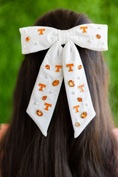 University of Tennessee White Tennessee Bow Barrette