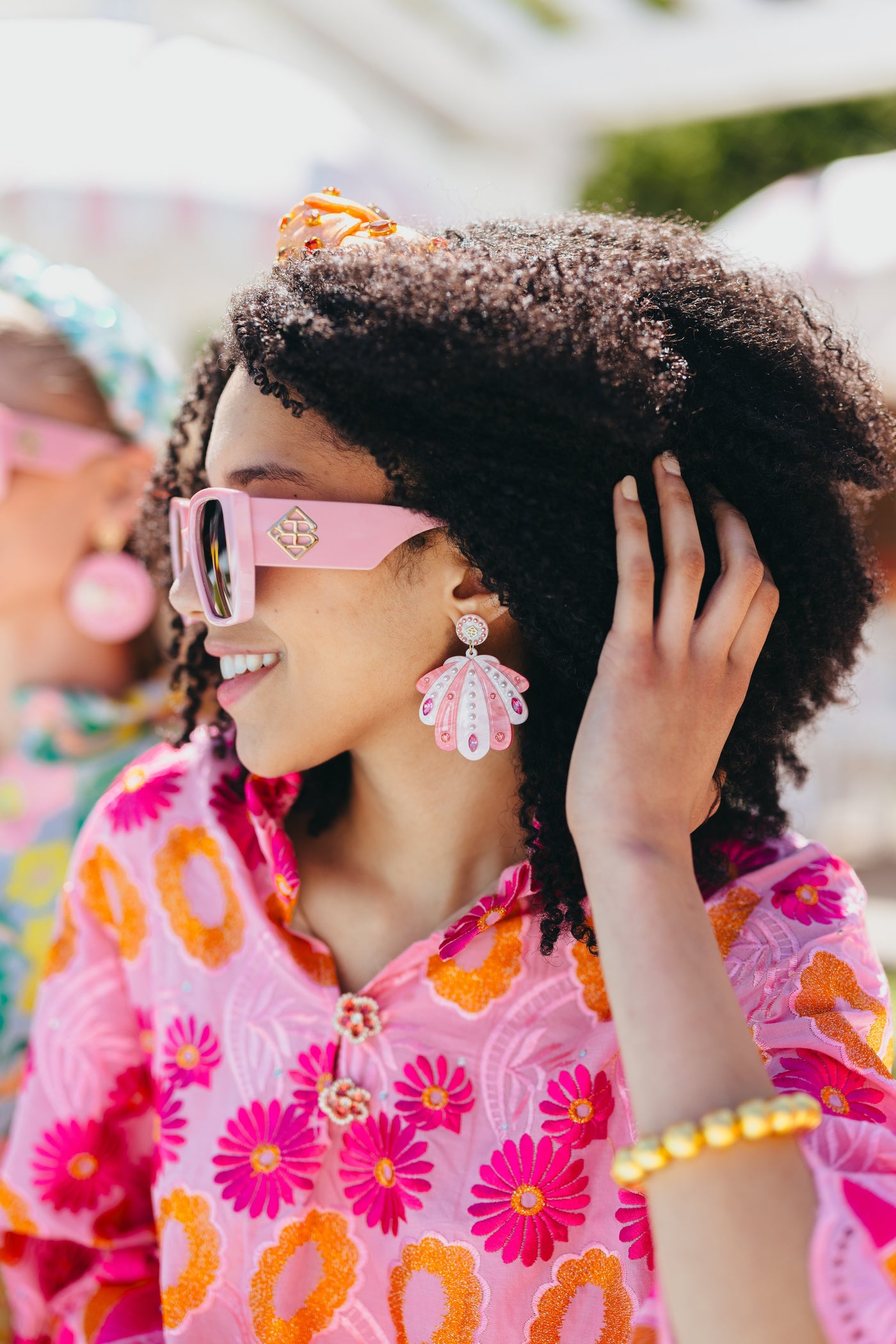 Pink Pearl Clam Earrings