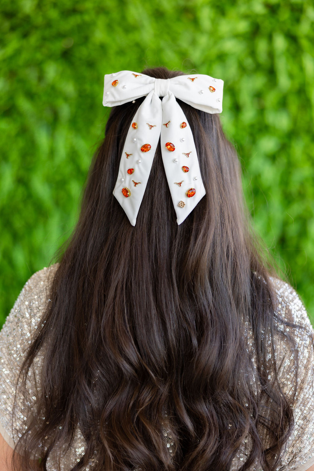 Texas White Bow Barrette