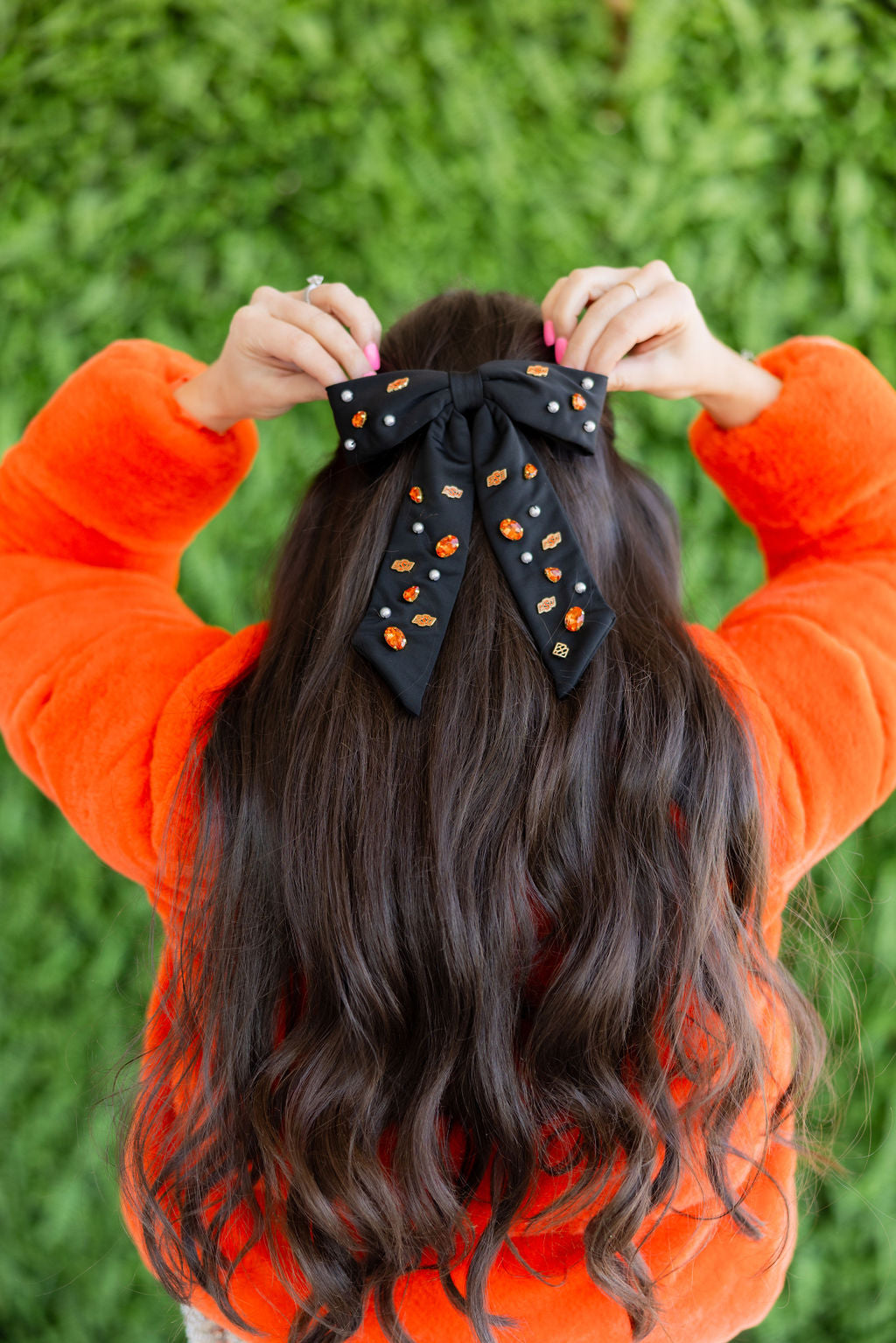 Oklahoma State Black Bow  Barrette