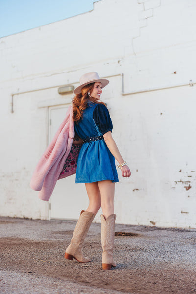 Dusty Pink Vegan Fur Coat with Floral Lining