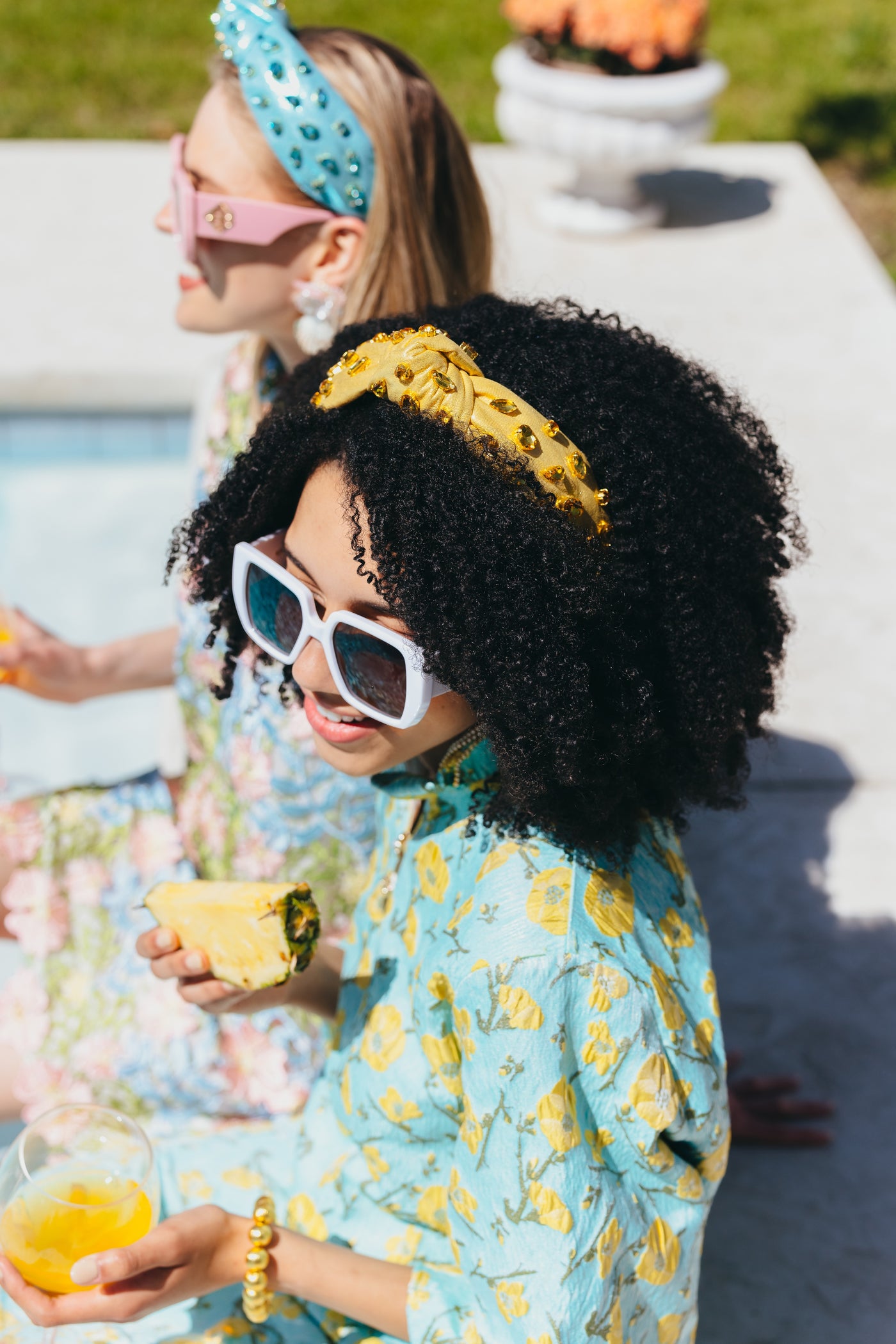 Adult Size Shimmer Headband with Hand-Sewn Crystals in Yellow