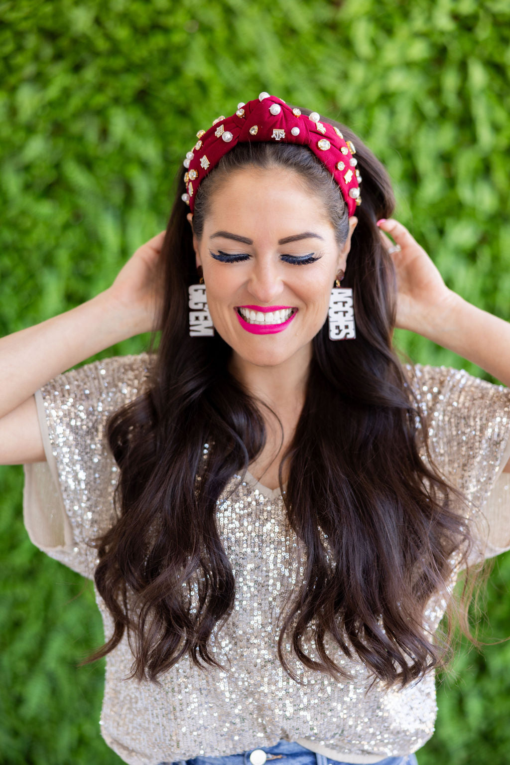 Texas A&M White & Maroon GIG'EM AGGIES Earrings