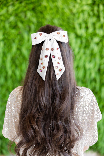 Texas A&M White Bow Barrette