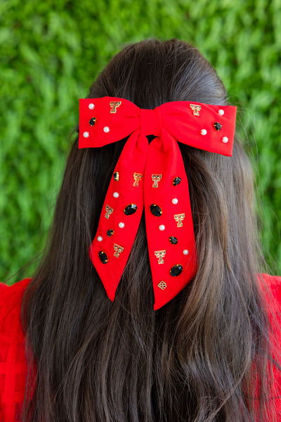 Texas Tech Red Bow Barrette