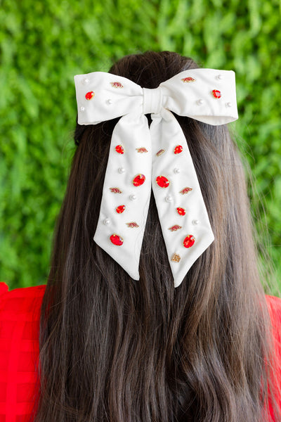 Arkansas White Bow Barrette