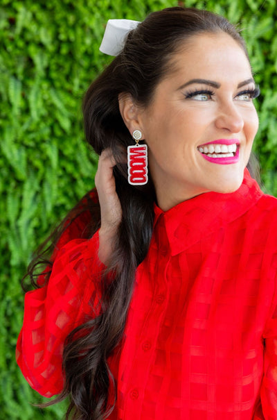 Arkansas Cardinal Red WOOO PIG Earrings