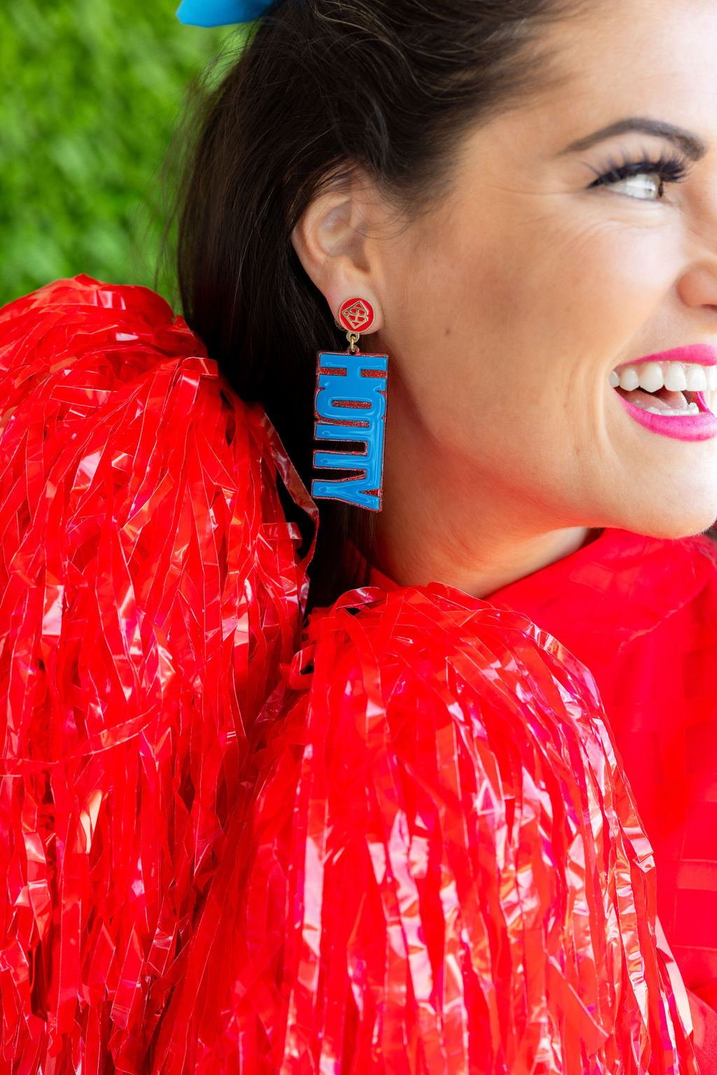 Ole Miss  Powder Blue and Red Glitter HOTTY TODDY Earrings