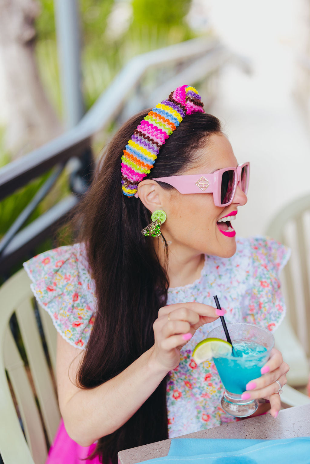 Adult Size Fiesta Ruffle Rainbow Headband