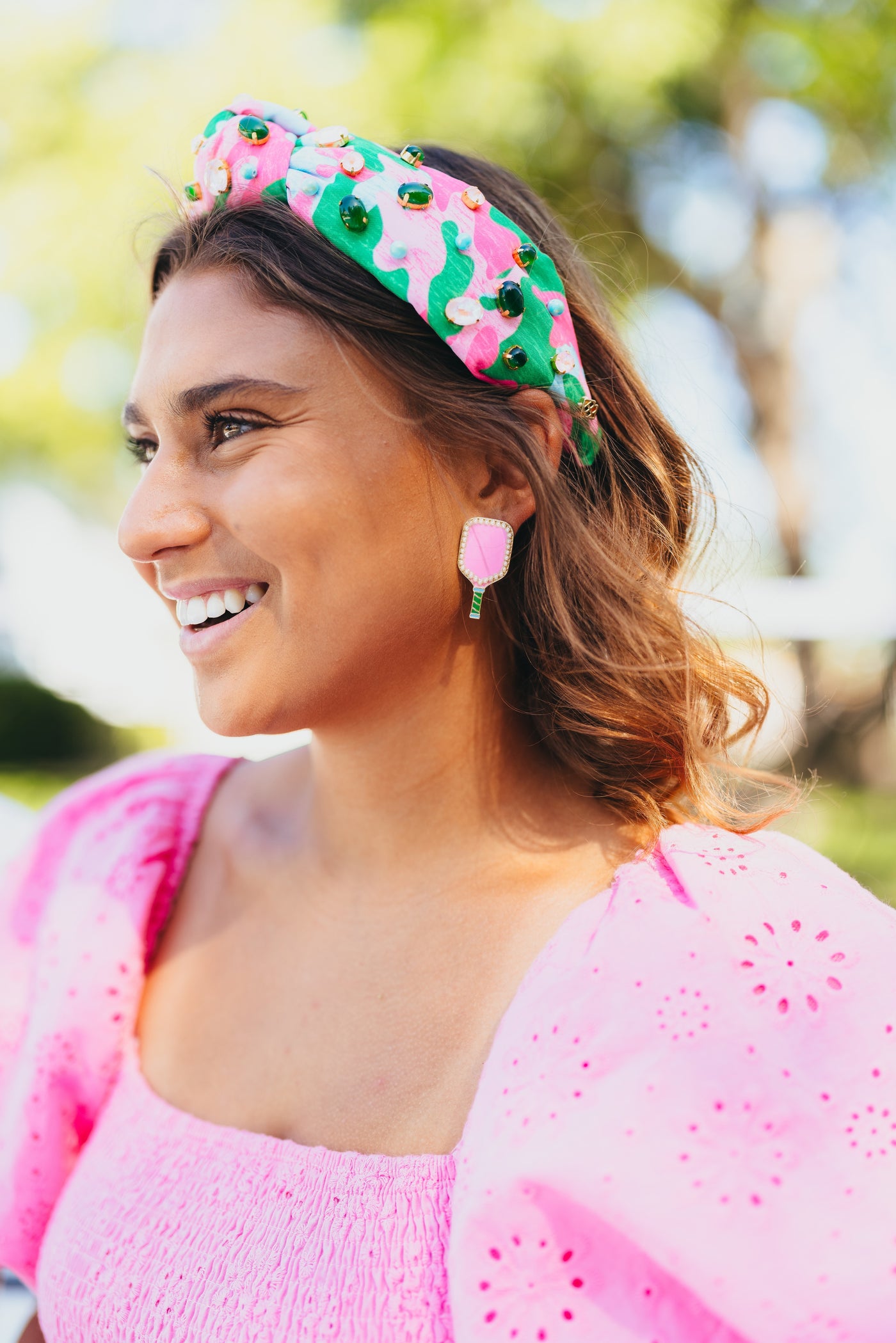 Adult Size Pretty Country Pink, Green & Blue Headband