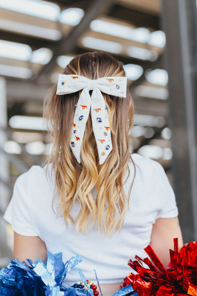 SMU White Bow Barrette