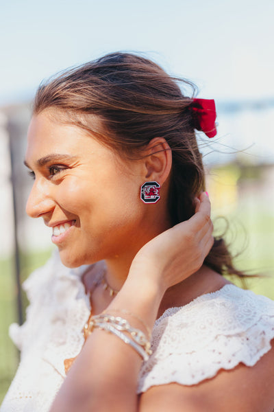 University of South Carolina Garnet Logo Studs