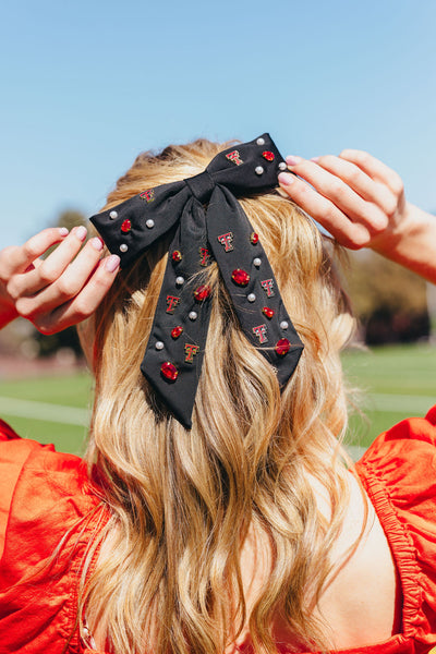 Texas Tech Black Bow Barrette