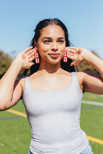 Ohio State Silver Glitter OHIO Earrings