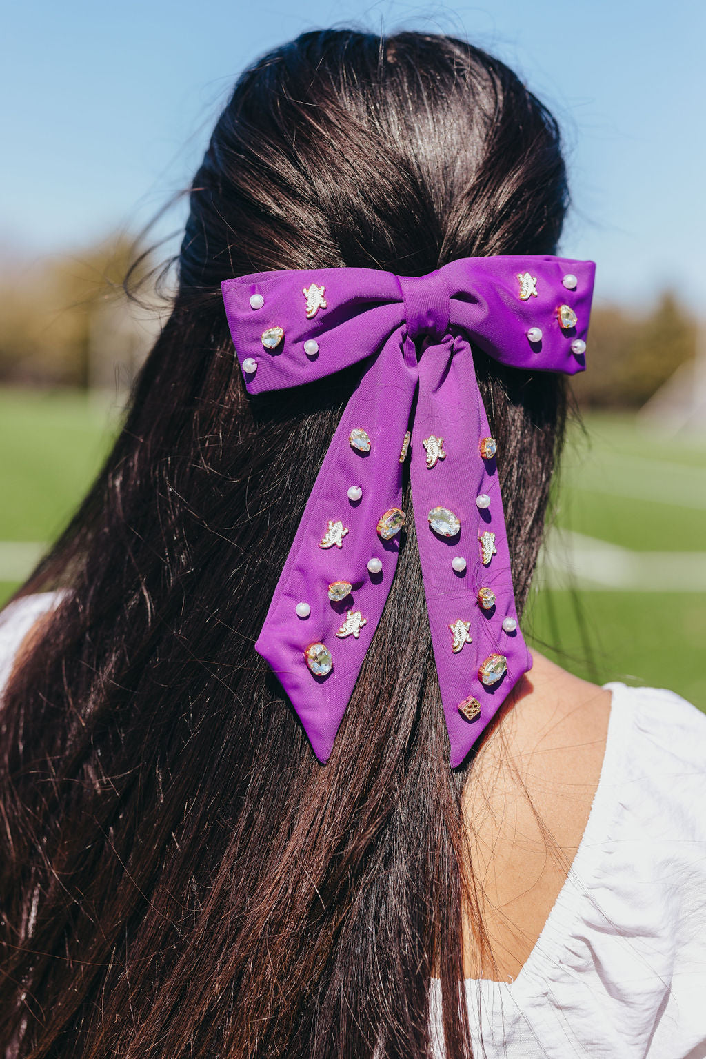 TCU Purple Bow Barrette